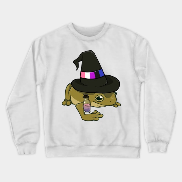 Genderfluid Pride Witch Frog Crewneck Sweatshirt by saltuurn